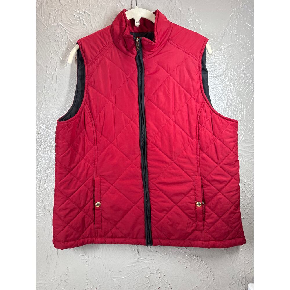 Lauren Ralph Lauren Quilted Vest Womens Red‎ Full Zip Mock Neck Golf Size XL